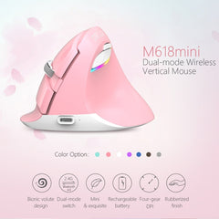DELUX M618 Mini 2.4G Wireless 2400DPI USB Rechargeable Ergonomic Vertical Mouse, M618 Pink, M618 Grey