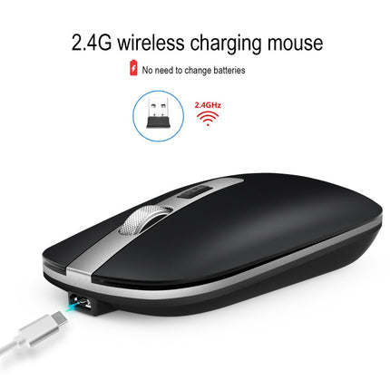 HXSJ M30 Rechargeable Wireless Mouse Metal Wheel Mute 2.4G Office Mouse 500 mAh Built-in Battery