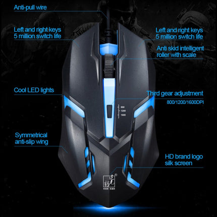 ZGB G20 1600 DPI Professional Wired Glowing Mechanical Feel Suspension Keyboard + Optical Mouse Kit for Laptop, PC