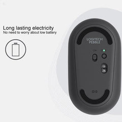 Logitech Pebble Cobblestone Shape Thin 3-keys 1000DPI Mute Wireless Bluetooth Optical Mouse, Wireless Range: 10m