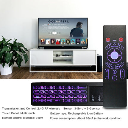 T6 Colorful Light Version Air Mouse 2.4GHz Wireless Keyboard Remote Controller with Touchpad & IR Learning for PC, Android TV Box / Smart TV, Multi-media Devices, T6