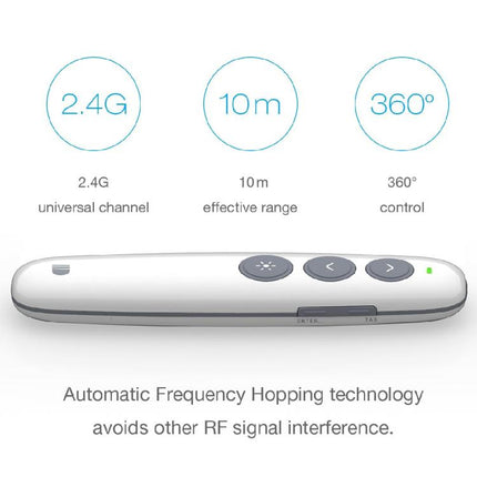 Doosl DSIT007 2.4GHz Rechargeable Powerpoint Presentation Wireless Cliker Remote Control Pen, Control Distance: 10m(White), DSIT007