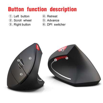 HXSJ T29 Bluetooth 3.0 Wireless Bluetooth 6-Keys 2400 DPI Adjustable Ergonomics Optical Vertical Mouse