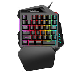 HXSJ V100 Universal One-hand 35-Keys Mechanical Blue Axis Seven-color Backlight Wired Gaming Keyboard, Length: 1.6m, V100