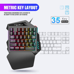 HXSJ V100 Universal One-hand 35-Keys Mechanical Blue Axis Seven-color Backlight Wired Gaming Keyboard, Length: 1.6m, V100