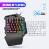 HXSJ V100 Universal One-hand 35-Keys Mechanical Blue Axis Seven-color Backlight Wired Gaming Keyboard, Length: 1.6m, V100