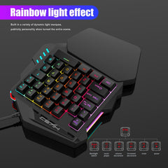 HXSJ V100 Universal One-hand 35-Keys Mechanical Blue Axis Seven-color Backlight Wired Gaming Keyboard, Length: 1.6m, V100