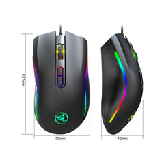 HXSJ A869 Type-C 7200dpi 6-modes Adjustable 7-keys RGB Light Wired Game Mouse, A869RGB-TYPE-C