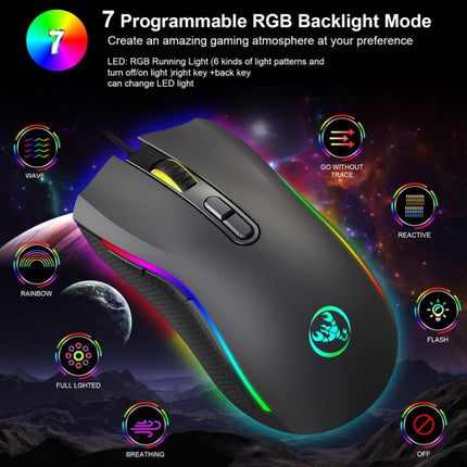 HXSJ A869 Type-C 7200dpi 6-modes Adjustable 7-keys RGB Light Wired Game Mouse