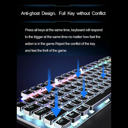 AULA F2088 108 Keys Mixed Light Mechanical Blue Switch Wired USB Gaming Keyboard with Metal Button