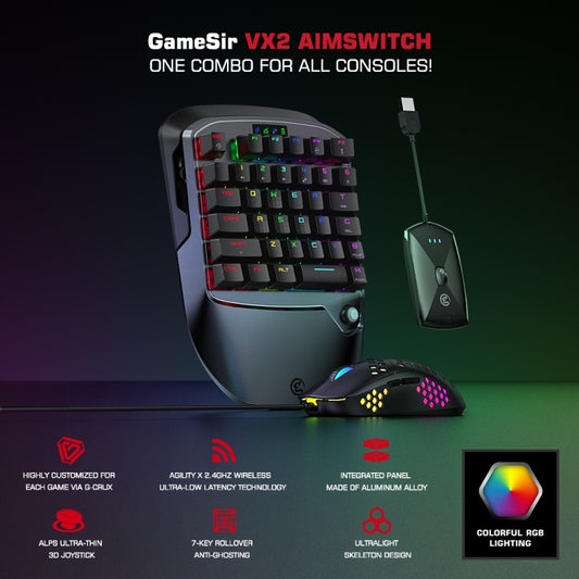 GameSir  VX2 AimSiwtch One-handed Wireless Gaming Keyboard & Mouse Kit, VX2