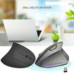 HXSJ T22 2.4GHz Wireless 4-Keys 2400 DPI Adjustable Ergonomics Optical Vertical Mouse, 4 Buttons T22 Grey