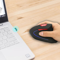 HXSJ T22 2.4GHz Wireless 4-Keys 2400 DPI Adjustable Ergonomics Optical Vertical Mouse, 4 Buttons T22 Grey