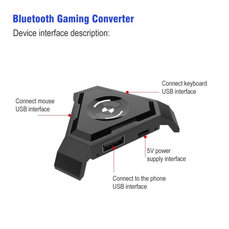 HXSJ P5 Bluetooth 4.1 Keyboard Mouse Bluetooth Gaming Converter, Can Not Be Pressed Version