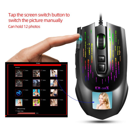 HXSJ J500 7 Keys RGB Programmable Display Screen Gaming Wired Mouse