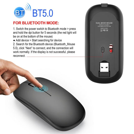 HXSJ M90 2.4GHz Ultrathin Mute Rechargeable Dual Mode Wireless Bluetooth Notebook PC Mouse