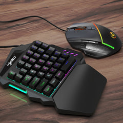 HXSJ  V100 + A876 Mobile Game One Hand Wired Keyboard + Mouse Set, V100+A876