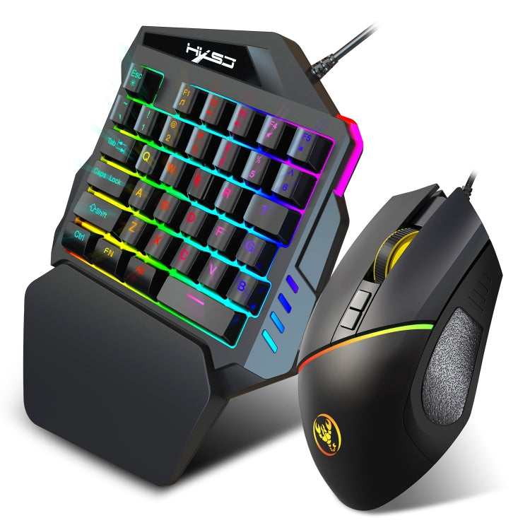 HXSJ  V100 + A876 Mobile Game One Hand Wired Keyboard + Mouse Set, V100+A876