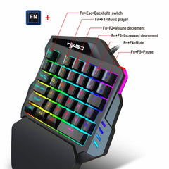 HXSJ  V100 + A876 Mobile Game One Hand Wired Keyboard + Mouse Set, V100+A876