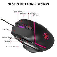 HXSJ  V100 + A876 Mobile Game One Hand Wired Keyboard + Mouse Set, V100+A876
