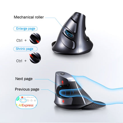 DELUX M618GX Wireless Ergonomic Vertical Mouse 1600DPI Optical Mouse, M618GX