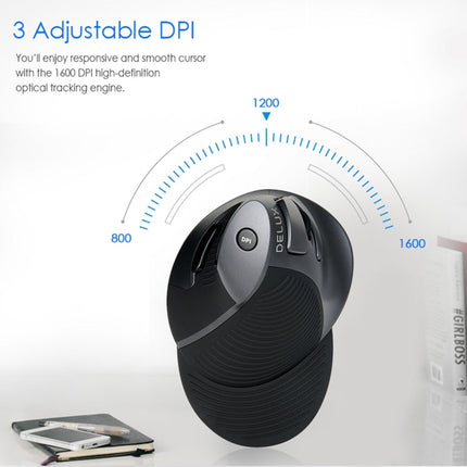 DELUX M618GX Wireless Ergonomic Vertical Mouse 1600DPI Optical Mouse, M618GX