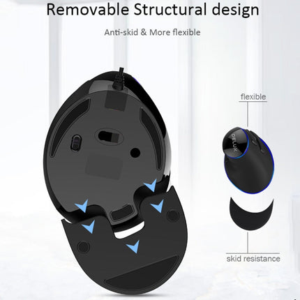 DELUX M618 Plus Wired Blue Version Optical Mouse Ergonomic Vertical Mouse 1600DPI, 1600DPI Wired