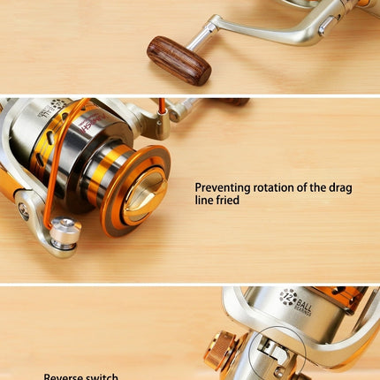 YUMOSHI  Ball Bearings Rocker Handle Wheel Seat Fishing Spinning Reel, EF1000, EF2000, EF3000, EF4000, EF5000, EF6000, EF7000, EF8000