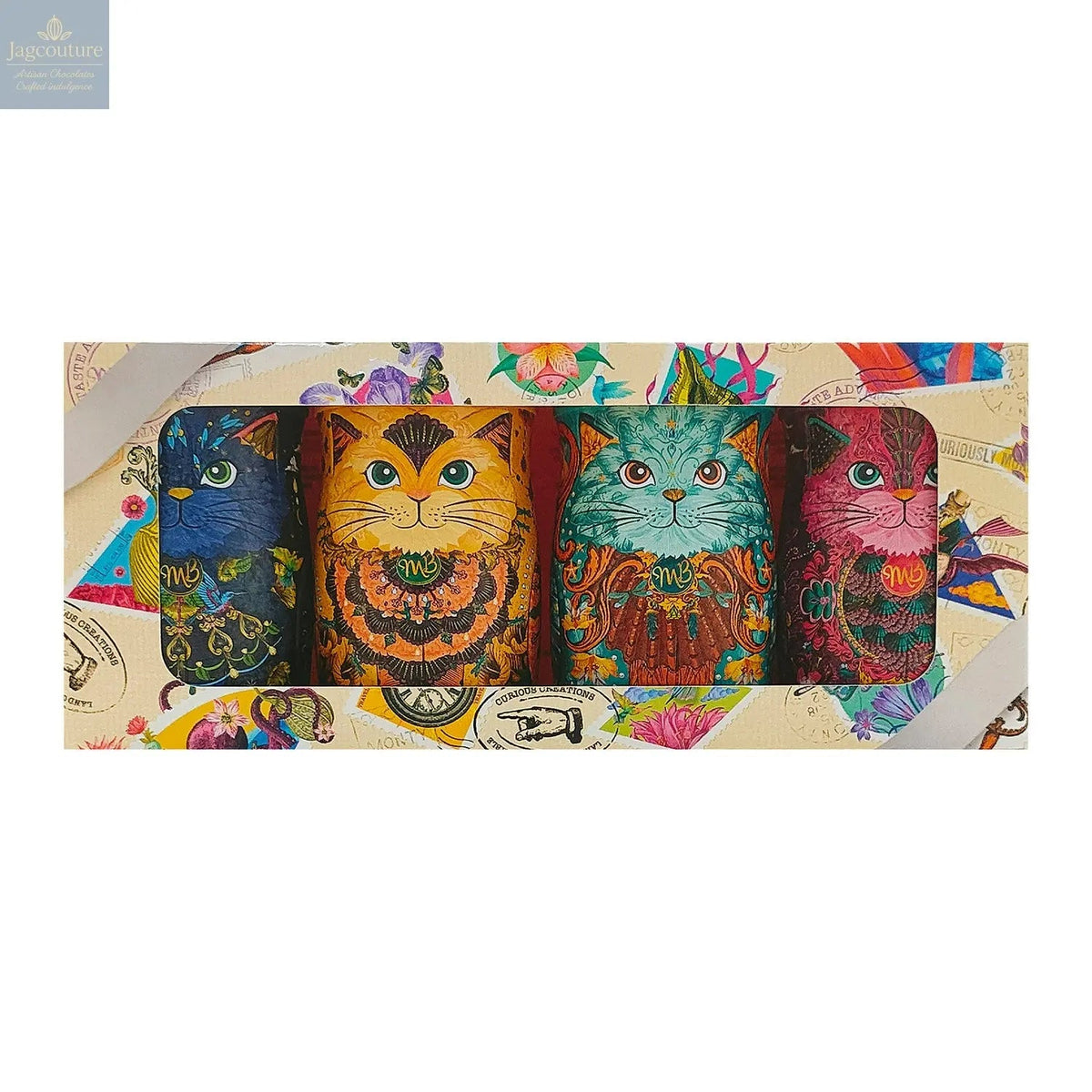 Kitten Tin Collection gift set - Cocoa Nib Nights, Coconut Crush, Flutter Scotch, Choccy Scoffy 4 x 36g