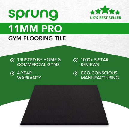 11mm Sprung PRO - Heavy Duty Gym Rubber Mats
