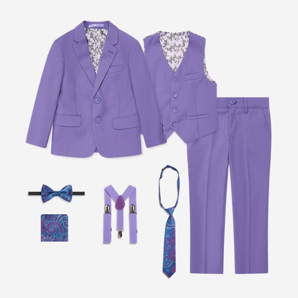 SUITLAB London Boys 7 Piece Suit Set in Purple