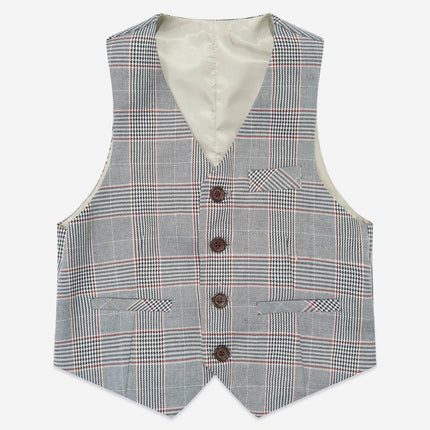 SUITLAB London Boys Checked 3 Piece Suit Set in Grey