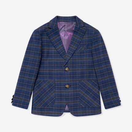 SUITLAB London Boys Checked 3 Piece Suit Set in Navy