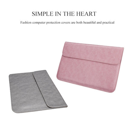 PU01S PU Leather Horizontal Invisible Magnetic Buckle Laptop Inner Bag for 14.1 inch laptops, with Small Bag, 14.1 inch with Small Bag