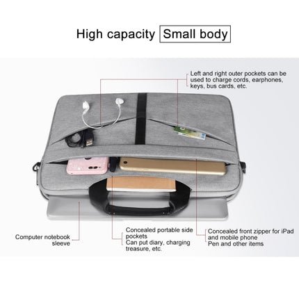 14.1 inch Breathable Wear-resistant Fashion Business Shoulder Handheld Zipper Laptop Bag with Shoulder Strap, 14.1 inch
