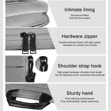 14.1 inch Breathable Wear-resistant Fashion Business Shoulder Handheld Zipper Laptop Bag with Shoulder Strap, 14.1 inch
