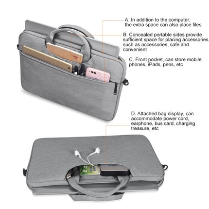 ST01S Waterproof Oxford Cloth Hidden Portable Strap One-shoulder Handbag for 14.1 inch Laptops, ST01S 14.1 inch Black, ST01S 14.1 inch Pink, ST01S 14.1 inch Light Grey, ST01S 14.1 inch Dark Gray, ST01S 14.1 inch Navy Blue