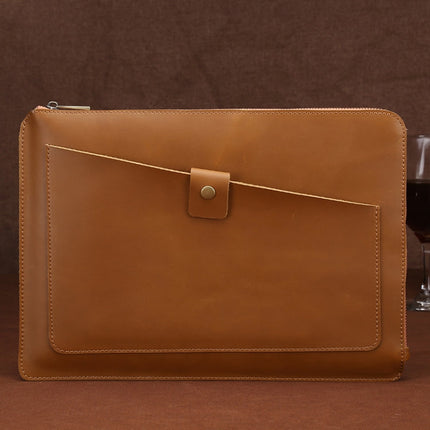 Universal Genuine Leather Business Zipper Laptop Tablet Bag For 12 inch and Below, 12 inch
