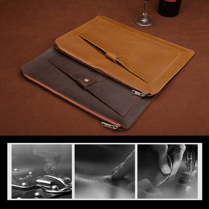 Universal Genuine Leather Business Zipper Laptop Tablet Bag For 12 inch and Below, 12 inch