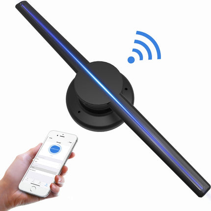 42cm Diameter 3D Holographic Display, WiFi App Control, 640 x 640 Pixels Resolution 320 LEDs Billboard, Support Micro SD Card, 42cm Wifi
