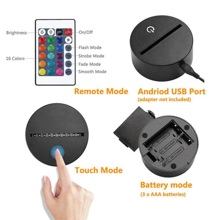 Skiing Shape 3D Colorful LED Vision Light Table Lamp, 16 Colors Remote Control Version, 16 Colors Remote Control Version