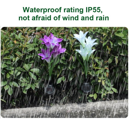 Simulated Lily Flower 4 Heads Solar Powered Outdoor IP55 Waterproof LED Decorative Lawn Lamp, White Light, White Light