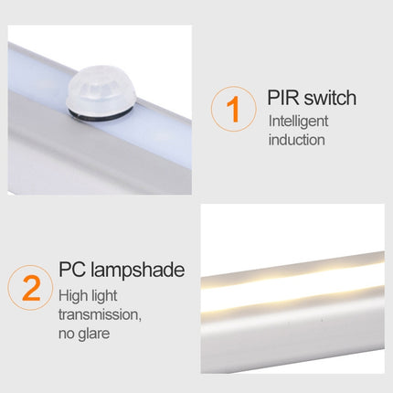 0.8W 10 LEDs Warm White Light Narrow Screen Intelligent Human Body Sensor Light LED Corridor Cabinet Light, USB Charging Version, 0.8W 10 LEDs Warm White