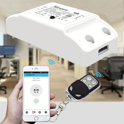 Sonoff 433MHz DIY WiFi Smart Wireless Remote Control Timer Module Power Switch with 4-keys Remote Control for Smart Home, Support iOS and Android, 433MHz with Remote Control