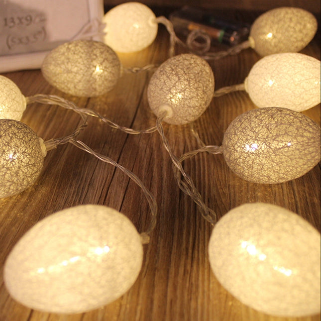 Battery Powered 1.8m 10 LEDs Cotton Thread Colour Egg Lamp String Easter Holiday Party Household Decorative Light