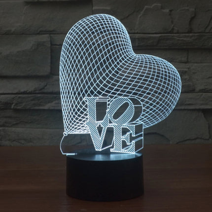 7 Colour Discoloration Creative Visual Stereo Lamp Desk Lamp Night Light, Heart and LOVE Style