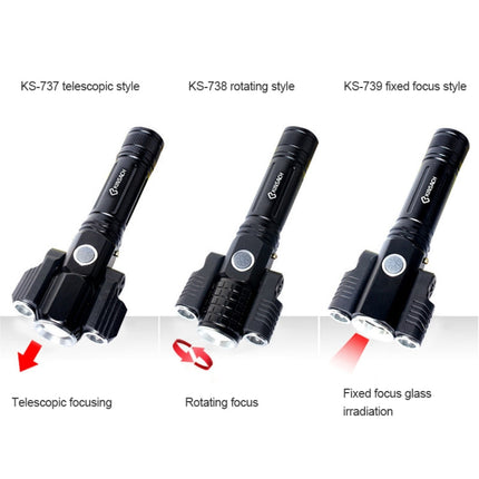 KS-737 USB Charging Waterproof T6+XPE Zoomable LED Flashlight with 4-Modes