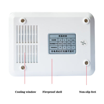AC 220V 2 Slot Battery Charger for AA & AAA & C / D Size Battery, CN Plug