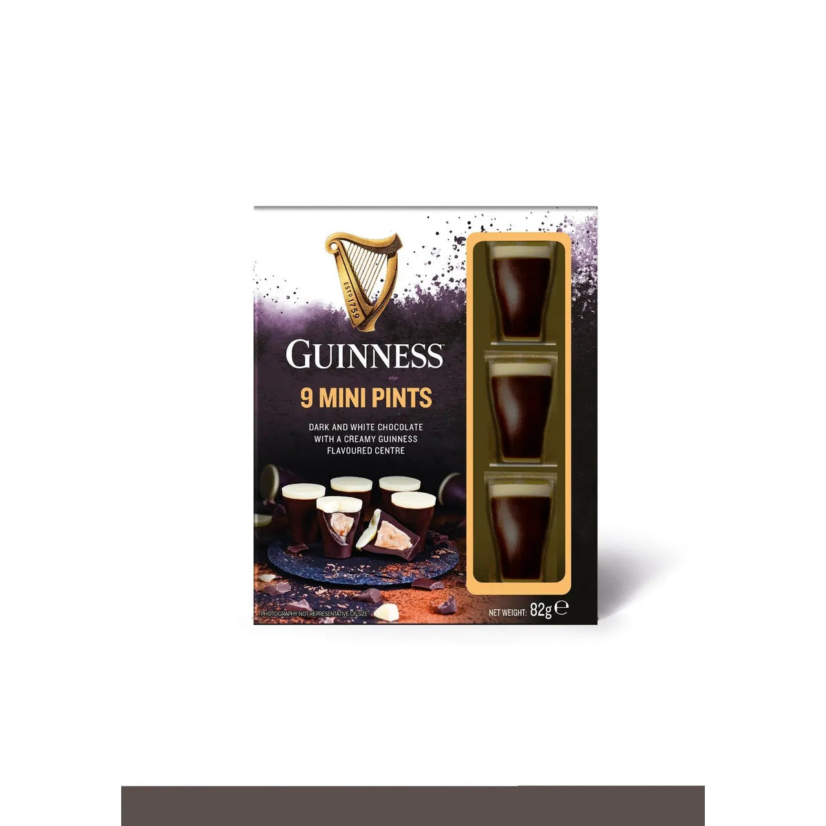 Guinness milk and white chocolate mini pints in acetate carton - 9 pieces