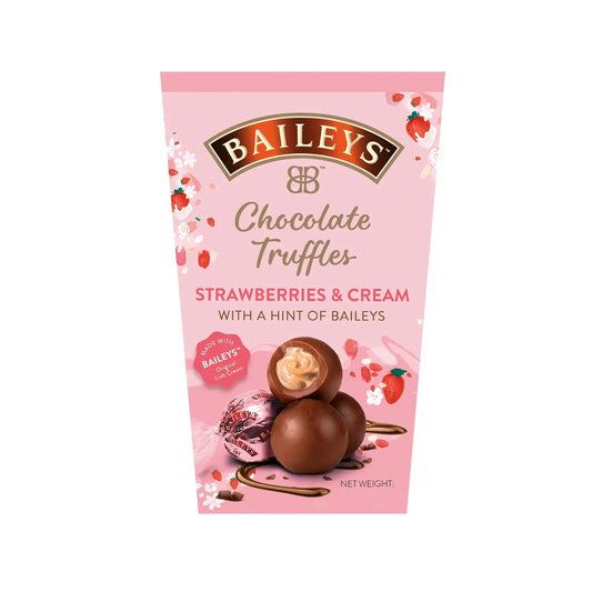 Baileys strawberry & cream twist wrapped truffles in carton